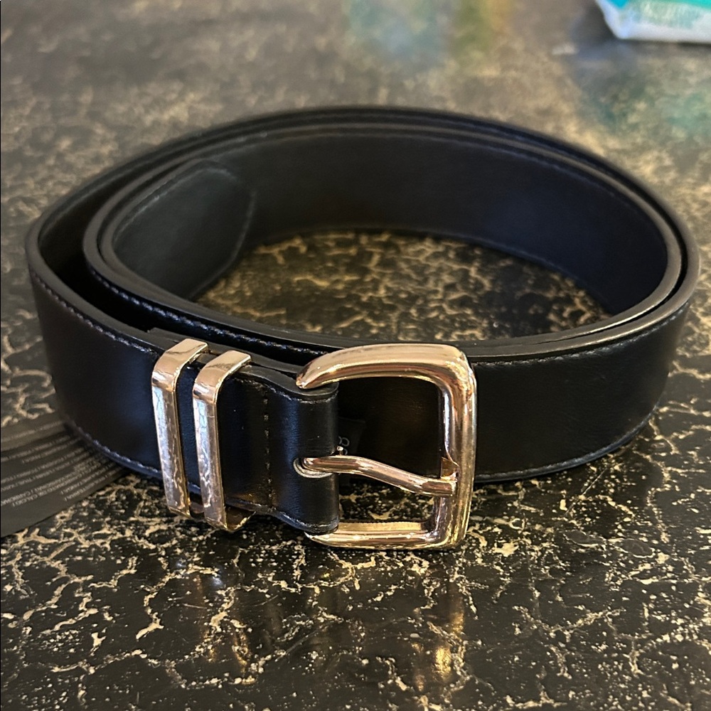Mango black belt with gold buckle new condition - size large